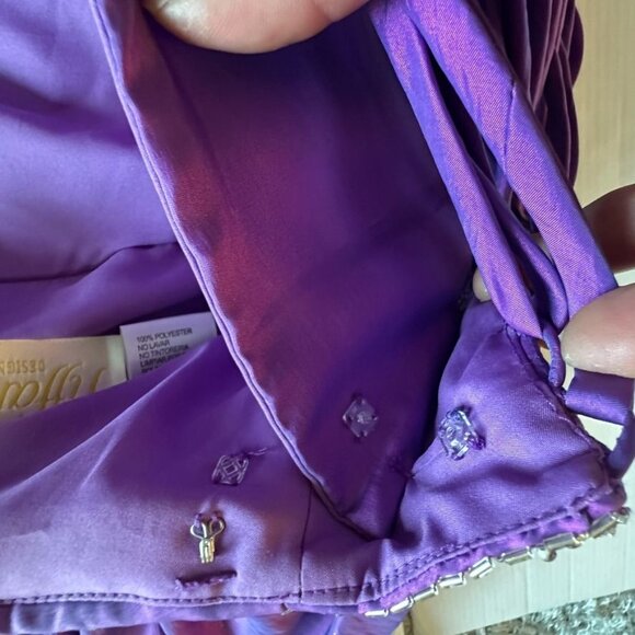 Strapless Purple Satin Corset Ball Gown Pageant Quinceanera Sweet 16 Prom Dress - Picture 16 of 16